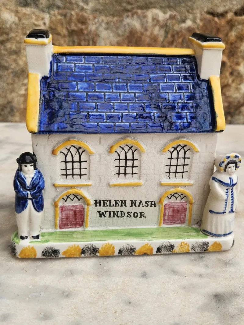 Pamono Antique Pottery Wesleyan Chapel Money Box with Helen Nash Windsor Inscription, 1850s> Trunks Crates & Baskets