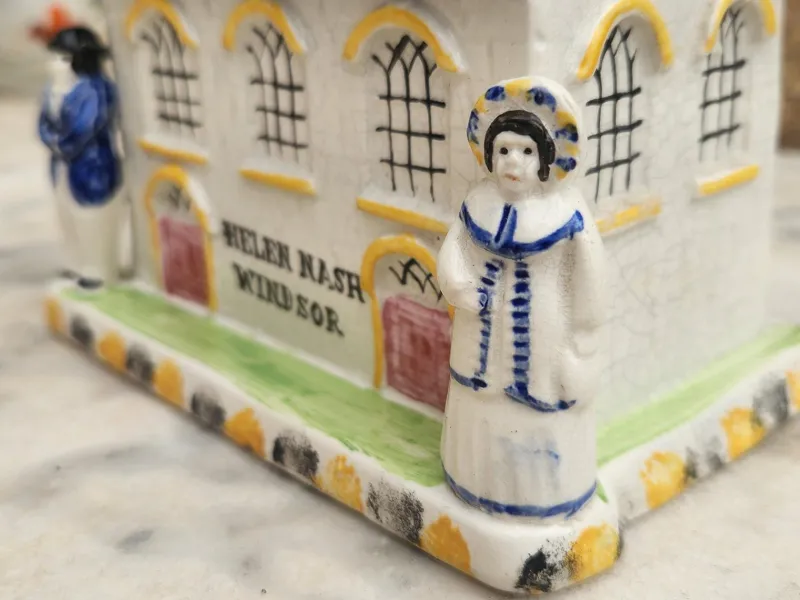 Pamono Antique Pottery Wesleyan Chapel Money Box with Helen Nash Windsor Inscription, 1850s> Trunks Crates & Baskets