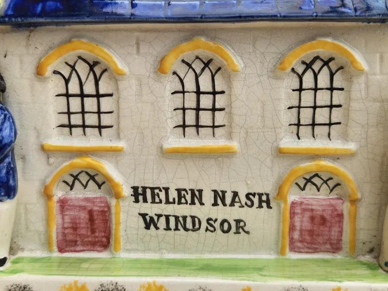Pamono Antique Pottery Wesleyan Chapel Money Box with Helen Nash Windsor Inscription, 1850s> Trunks Crates & Baskets