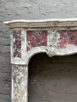 Pamono Antique Provincial Louis XV Style Fireplace Mantel in Marble, 1790