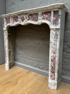 Pamono Antique Provincial Louis XV Style Fireplace Mantel in Marble, 1790