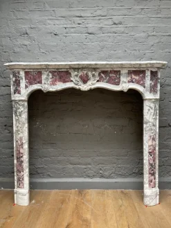 Pamono Antique Provincial Louis XV Style Fireplace Mantel in Marble, 1790