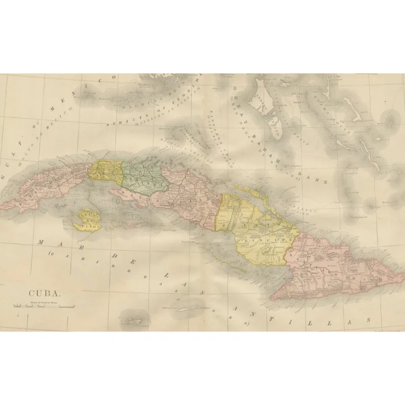 Pamono Antique Railroad Map of Cuba, 1888> Wall Decor