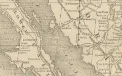 Outlet Pamono Antique Railroad Map of Mexico, 1888