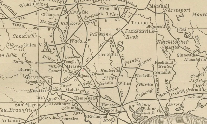 Outlet Pamono Antique Railroad Map of Mexico, 1888
