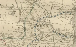 Outlet Pamono Antique Railroad Map of Mexico, 1888