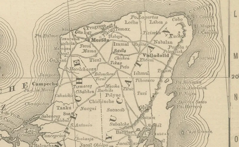 Outlet Pamono Antique Railroad Map of Mexico, 1888
