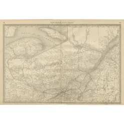Pamono Antique Railroad Map of Quebec, 1888> Wall Decor