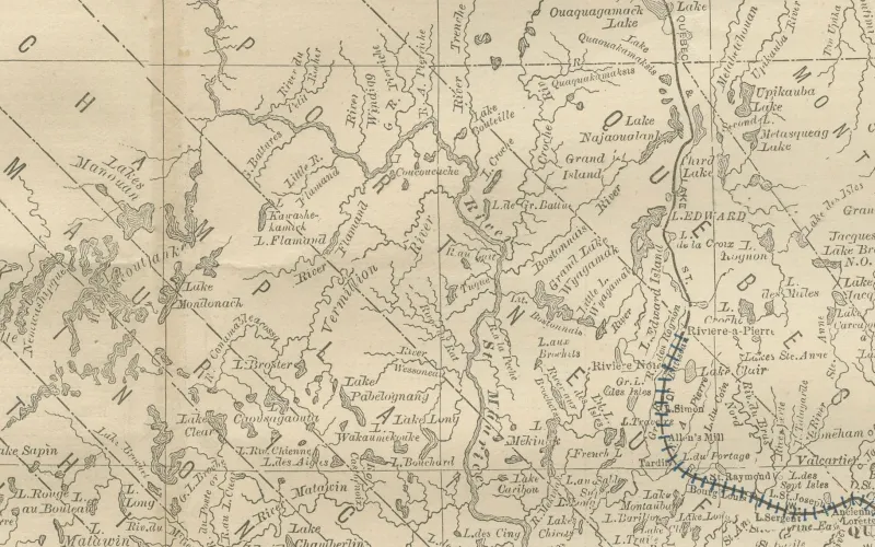 Pamono Antique Railroad Map of Quebec, 1888> Wall Decor