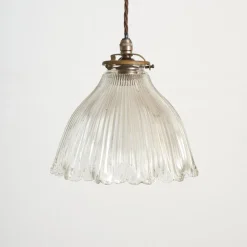 Pamono Antique Reclaimed Glass Pendant from Holophane, 1940s> Ceiling Lights