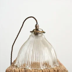 Pamono Antique Reclaimed Glass Pendant from Holophane, 1940s><noscript><img width=