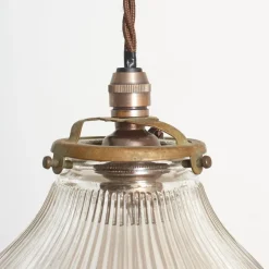 Pamono Antique Reclaimed Glass Pendant from Holophane, 1940s><noscript><img width=