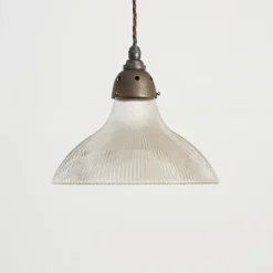 Pamono Antique Reclaimed Glass Pendant Light from Holophane, 1950s> Ceiling Lights