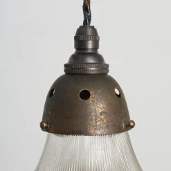 Pamono Antique Reclaimed Glass Pendant Light from Holophane, 1950s><noscript><img width=