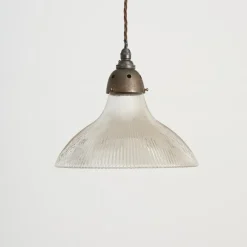 Pamono Antique Reclaimed Glass Pendant Light from Holophane, 1950s><noscript><img width=
