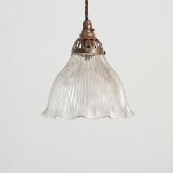 Pamono Antique Reclaimed Glass Pendant Light from Holophane, 1940s> Ceiling Lights