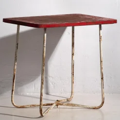 Pamono Antique Red Terrace Table, 1920s> Garden Tables