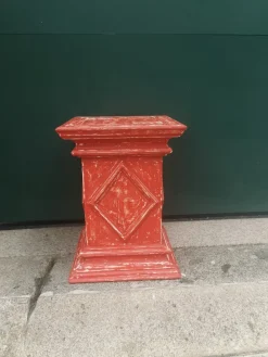 Pamono Antique Red Wooden Stand> Pedestals And Columns
