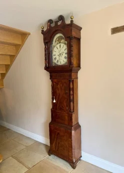New Pamono Antique Regency Inlaid Mahogany Longcase Clock, 1800