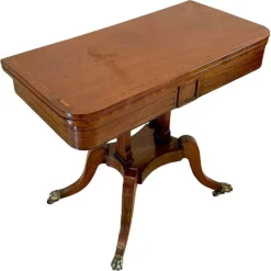 Online Pamono Antique Regency Mahogany Inlaid Card Table