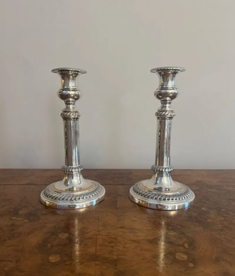 Online Pamono Antique Regency Telescopic Sheffield Plated Candlesticks, 1830, Set of 2