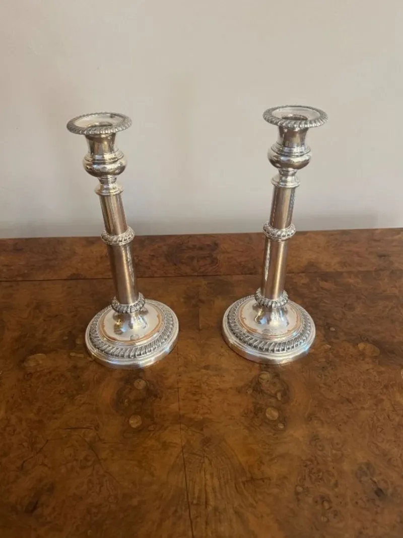 Online Pamono Antique Regency Telescopic Sheffield Plated Candlesticks, 1830, Set of 2