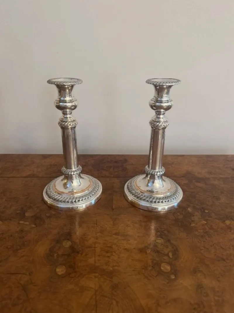 Online Pamono Antique Regency Telescopic Sheffield Plated Candlesticks, 1830, Set of 2