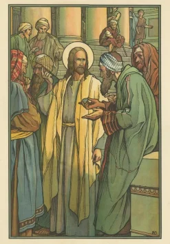 Pamono Antique Religion Illustration of the Tribute Money, 1913, Print> Posters