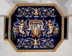 Discount Pamono Antique Renaissance Style Tray and Vases in Gien Earthenware, Set of 3