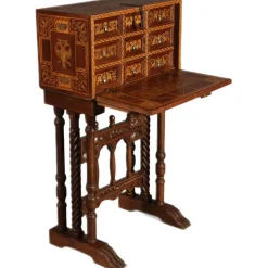 Pamono Antique Renaissance Style Cabinet Secretary in Oak and Walnut, Spain, 19th Century> Secretaires