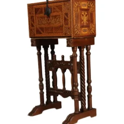 Pamono Antique Renaissance Style Cabinet Secretary in Oak and Walnut, Spain, 19th Century><noscript><img width=