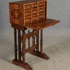 Pamono Antique Renaissance Style Cabinet Secretary in Oak and Walnut, Spain, 19th Century><noscript><img width=