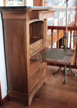 Pamono Antique Restoration Walnut and Black Marble Secretaire> Secretaires