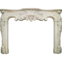 Clearance Pamono Antique Rococo Fireplace Mantel in Marble