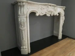 Clearance Pamono Antique Rococo Fireplace Mantel in Marble