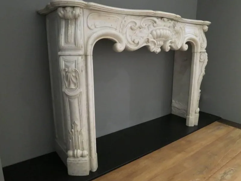 Clearance Pamono Antique Rococo Fireplace Mantel in Marble