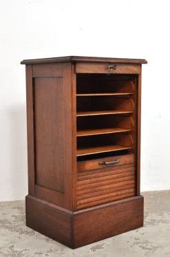 Pamono Antique Roller Door Cabinet in Oak, 1890s> Cabinets & Wardrobes