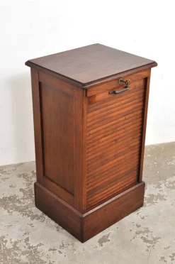 Pamono Antique Roller Door Cabinet in Oak, 1890s><noscript><img width=