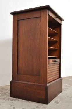 Pamono Antique Roller Door Cabinet in Oak, 1890s><noscript><img width=