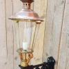Outlet Pamono Antique Round Cast Iron and Copper Wall Lantern