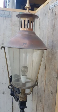 Pamono Antique Round Cast Iron and Copper Wall Lantern
