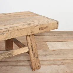 Pamono Antique Rustic Elm Coffee Table, 1920s><noscript><img width=