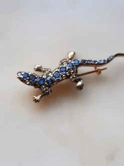 Hot Pamono Antique Sapphire Lizard Brooch