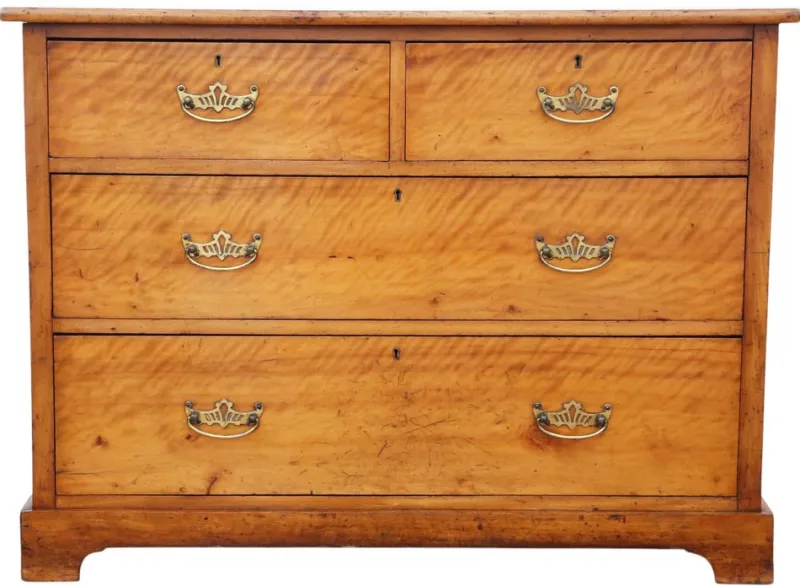 Pamono Antique Satin Walnut Chest of Drawers, 19th Century> Dressers, Commodes & Chests
