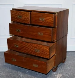 New Pamono Antique Satinwood Military Campaign Chest of Drawers, 1800s