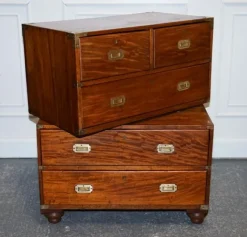 New Pamono Antique Satinwood Military Campaign Chest of Drawers, 1800s