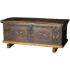 Pamono Antique Scandinavian Folk Art Oak Chest with Carved Panels, 1764> Dressers, Commodes & Chests