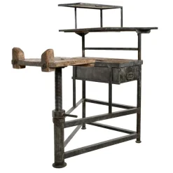 Pamono Antique Sculptor's Worktable in Wood & Metal><noscript><img width=