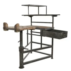 Pamono Antique Sculptor's Worktable in Wood & Metal><noscript><img width=