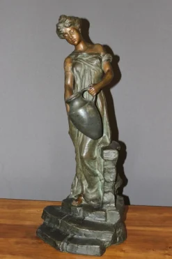 Pamono Antique Sculpture of a Woman by Alfred Jean Foretay> Art Nouveau